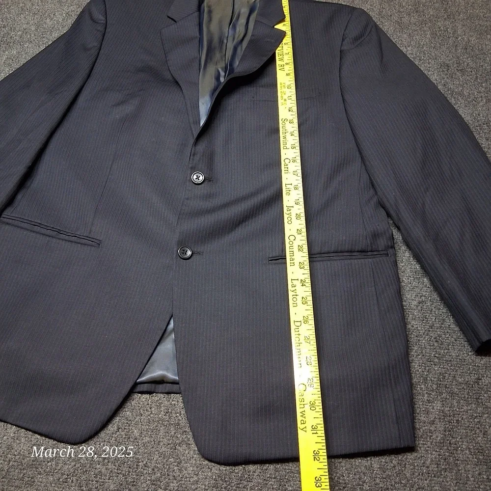 Michael Kors Wool Sports Blazer Men Size 43 Regular Dark Navy Blue Double Button